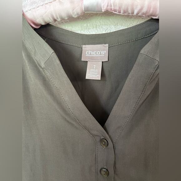 CHICOS - Blouse - Dark green - 3/4 sleeve - Size 1- resort casual - Picture 8 of 9